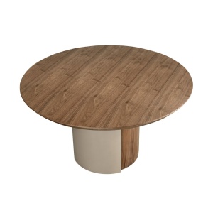 Masa rotunda moderna cu blat din furnir natural de nuc Walnut 1163 - Img 2