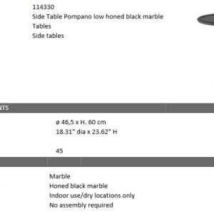Masuta auxiliara design LUX din marmura neagra Pompano low 114330 HZ - Img 5