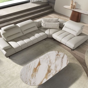 Masuta cu blat din marmura portelanata Walnut 160x80cm - Img 8