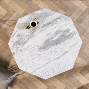 Masuta de cafea design minimalist Diamond 69cm, marmura alba - Img 3