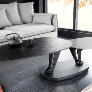Masuta de cafea moderna cu doua blaturi rotative din ceramica Movement 160cm - Img 8