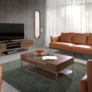 Masuta de cafea moderna design LUX Walnut and Chrome