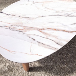 Masuta de cafea Porcelain Marble si lemn furniruit Walnut - Img 5