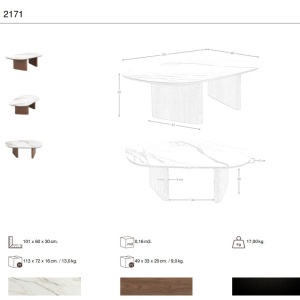 Masuta de cafea Porcelain Marble si lemn furniruit Walnut - Img 9