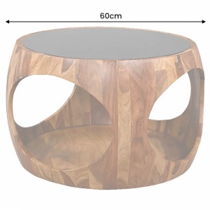 Masuta de cafea rotunda ORGANIC LOOP 60cm Sheesham - Img 3