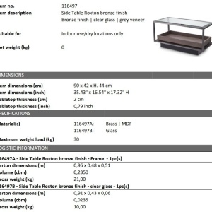 Masuta laterala design LUX Roxton, 90x42cm - Img 2