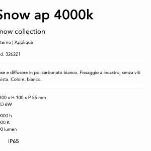 Mini Aplica LED iluminat exterior IP65 Snow ap 4000k 164395 universul-luminii.ro