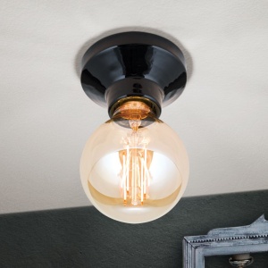 Mini Plafoniera din ceramica neagra FROST - Img 3