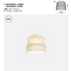 Mini Plafoniera LED cu sticla canelata Scala alb - Img 3