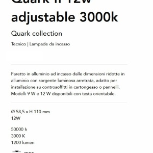Mini Spot LED incastrabil, ajustabil Quark fi 12w 3000k, Alb - Img 3