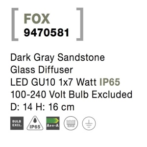 Mini stalp decorativ iluminat exterior IP65 FOX gri 190855 universul-luminii.ro