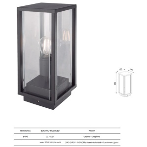 Mini stalp iluminat exterior clasic IP54 MERIBEL 136095 universul-luminii.ro