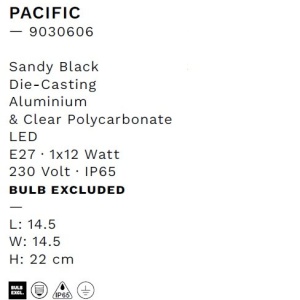 Mini Stalp iluminat exterior decorativ IP65 PACIFIC H-22cm 229625 universul-luminii.ro