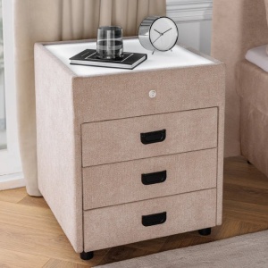 Noptiera cu iluminat LED TOULOUSE 55cm catifea bej - Img 10