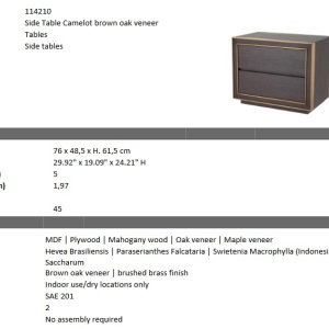 Noptiera design elegant LUX Camelot, maro 114210 HZ - Img 6