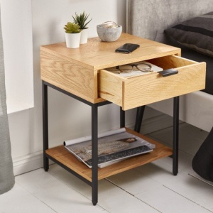 Noptiera design industrial Elements 40cm stejar - Img 4