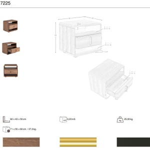 Noptiera design LUX cu sertare Walnut Veneer - Img 8