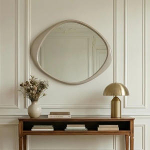Oglinda de perete decorativa ORGANIC 90cm greige - Img 5