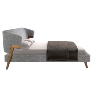 Pat dublu tapitat design LUX Grey-Walnut, 180x200cm - Img 3