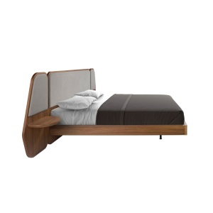 Pat dublu tapitat design LUX Grey-Walnut, 180x200cm - Img 3