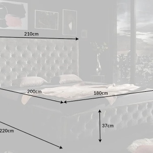 Pat elegant tapitat cu catifea gri olive, Paris 180x200cm A-6541076 VC - Img 2