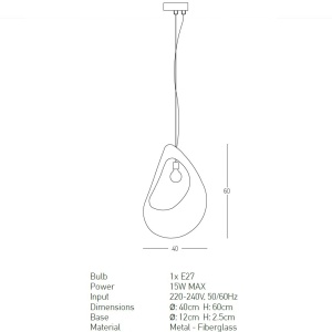 Pendul design modern decorativ FIBERGLASS D-40cm 153375 universul-luminii.ro