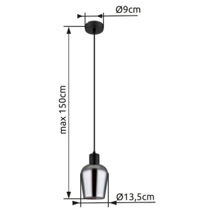 Pendul design modern RYAN negru/fumuriu 221695 universul-luminii.ro