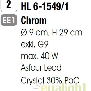 Pendul elegant cristal Asfour Rita HL 6-1549/1 chrom OR - Img 3