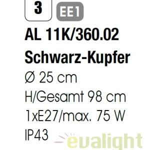 Pendul exterior stil clasic IP44 Kenzo AL 11K/360.02 schw.-kupfer OR 55065 universul-luminii.ro
