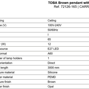 Pendul iluminat exterior din silicon IP65 TOBA maro - Img 8