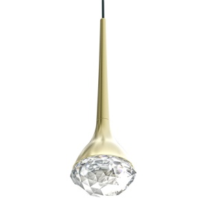 Pendul LED auriu satinat cu cristal de sticla Crima