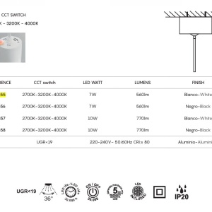 Pendul LED CCT BOLONIA 25cm alb - Img 4