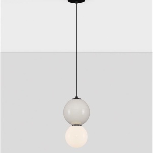 Pendul LED decorativ portelan gri deschis, sticla alb, NOESIS 168245 universul-luminii.ro