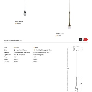 Pendul LED design decorativ DALMA 1 GO 144245 universul-luminii.ro