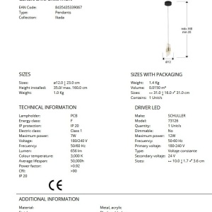 Pendul LED design elegant Iliada 225015 universul-luminii.ro