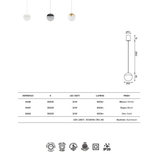 Pendul LED design minimalist, KILDA auriu MA-8440 - Img 3