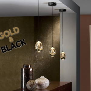 Pendul LED design modern Rocio negru/auriu - Img 2