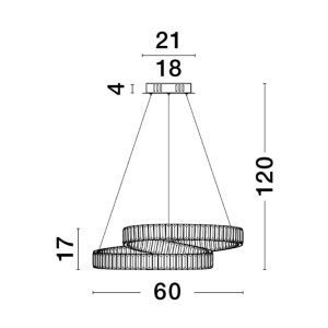 Pendul LED dimabil, cristal design elegant CONCETO crom 60cm - Img 2
