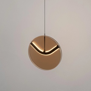Pendul LED metal negru cu sticla champagne, HALLEY - Img 6