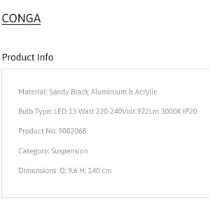 Pendul LED stil minimalist CONGA negru 152745 universul-luminii.ro