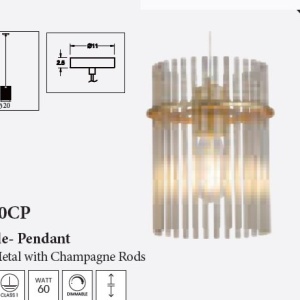 Pendul metal auriu, tije din sticla Swizzle 622825 universul-luminii.ro