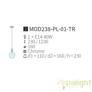 Pendul modern din sticla Eustoma, transparent MYMOD238-PL-01-TR 59575 universul-luminii.ro