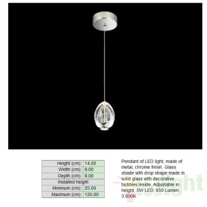 Pendul modern LED diametru 9cm ROCIO crom 784326 59895 universul-luminii.ro