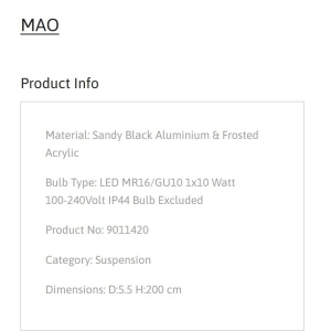Pendul stil minimalist protectie IP44, MAO, NVL-9011420 247015 universul-luminii.ro