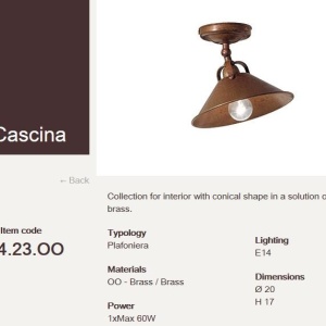 Plafonier rustic fabricat manual diametru 20cm La Cascina 204.23.OO 53965 universul-luminii.ro