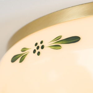 Plafoniera clasica Landhaus 35cm alama satin/ sticla champagne decor verde 200125 universul-luminii.ro