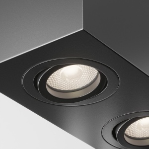Plafoniera cu 2 spoturi design tehnic Atom negru 66205 universul-luminii.ro