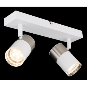 Plafoniera cu 2 Spoturi directionabile BRISBON nickel/alb 157975 universul-luminii.ro