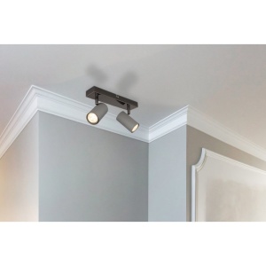 Plafoniera cu 2 spoturi directionabile metal negru gri ROBBY 249375 universul-luminii.ro