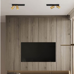 Plafoniera cu 2 spoturi GU10 ZELOS negru/ auriu 630775 universul-luminii.ro